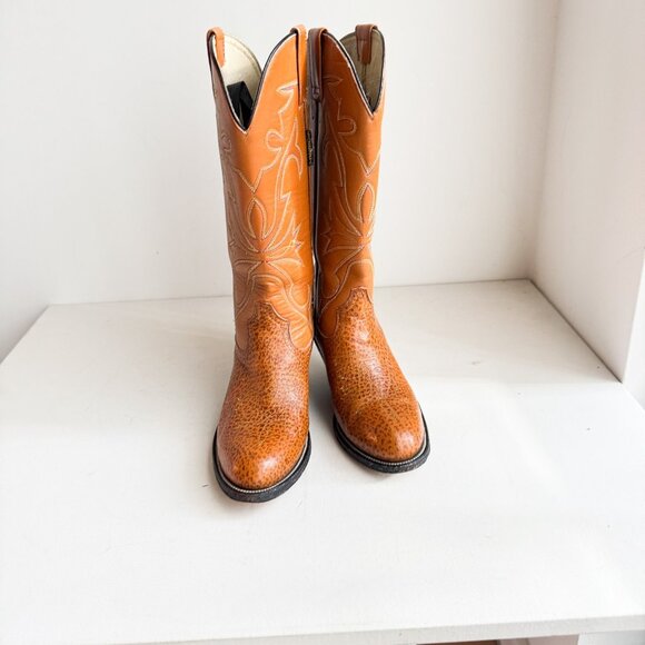 Caborca Western Cowboy Brown Leather Boots 9 - Picture 9 of 11